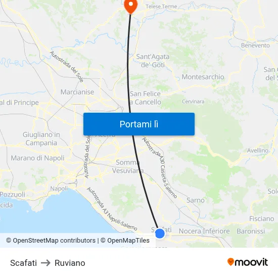 Scafati to Ruviano map