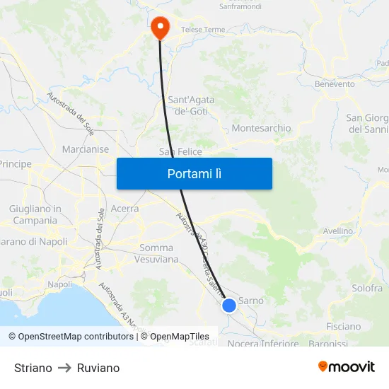 Striano to Ruviano map