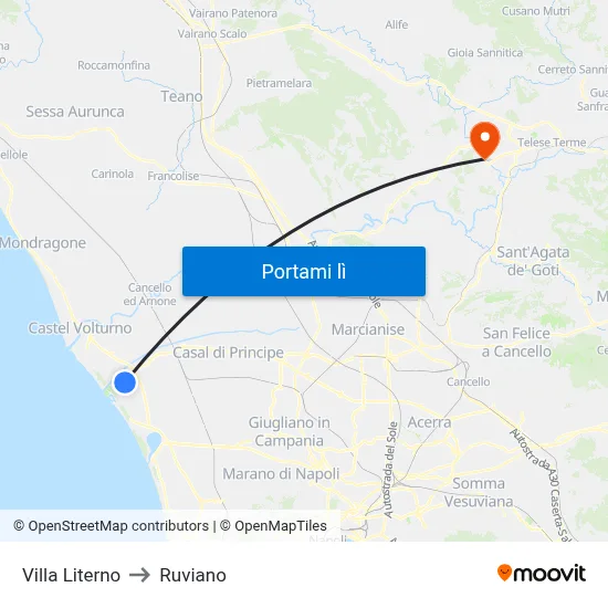 Villa Literno to Ruviano map