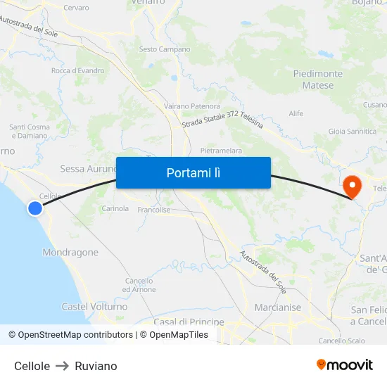 Cellole to Ruviano map