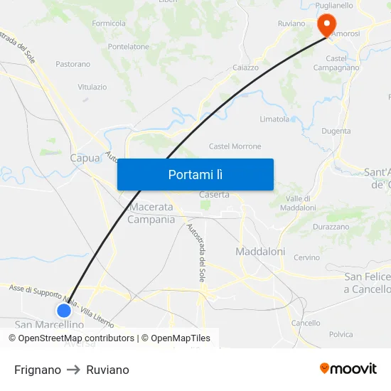 Frignano to Ruviano map