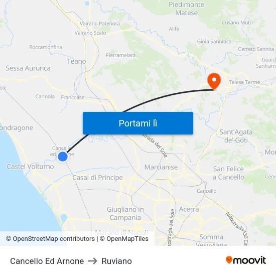 Cancello Ed Arnone to Ruviano map