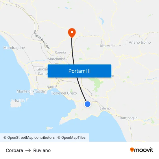 Corbara to Ruviano map