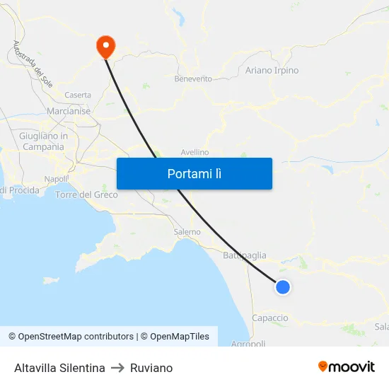 Altavilla Silentina to Ruviano map