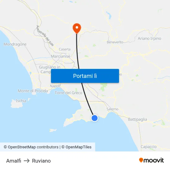 Amalfi to Ruviano map