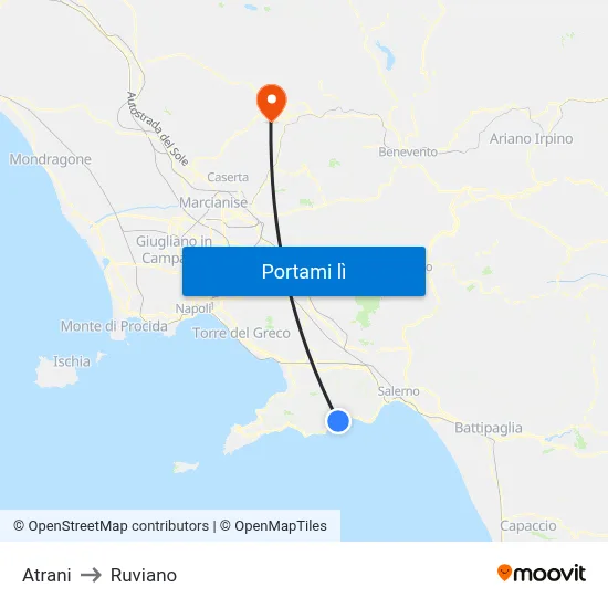 Atrani to Ruviano map