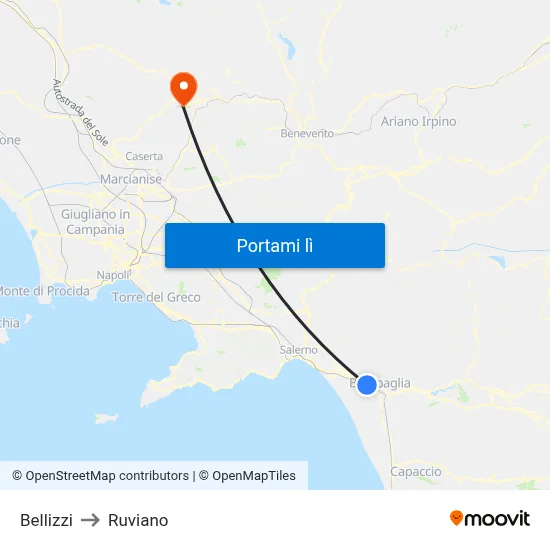 Bellizzi to Ruviano map