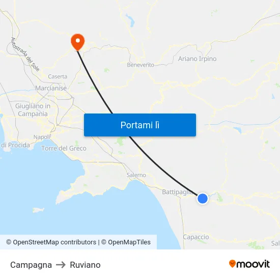 Campagna to Ruviano map