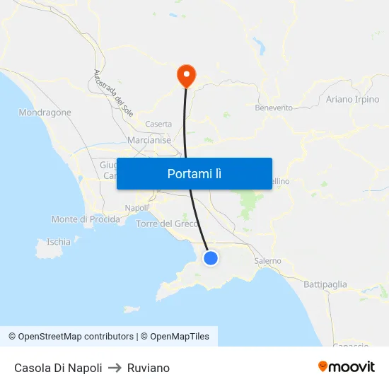 Casola Di Napoli to Ruviano map