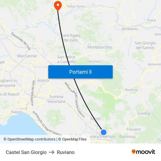 Castel San Giorgio to Ruviano map