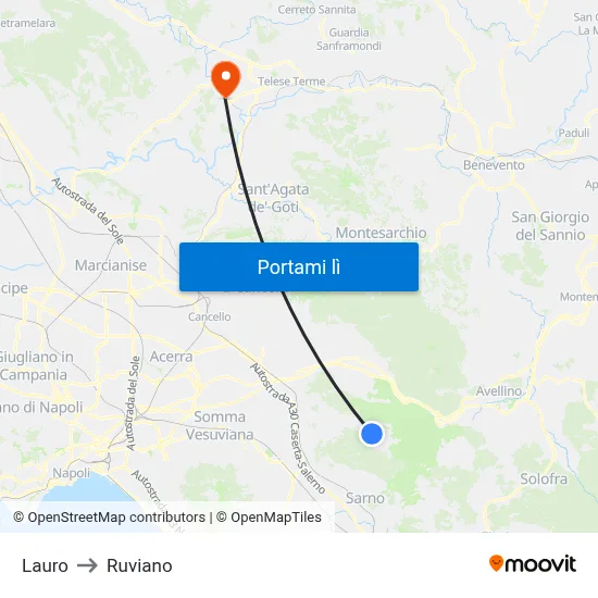 Lauro to Ruviano map