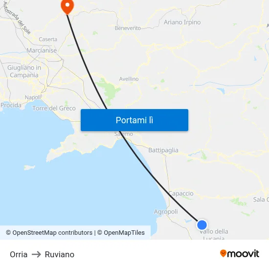 Orria to Ruviano map