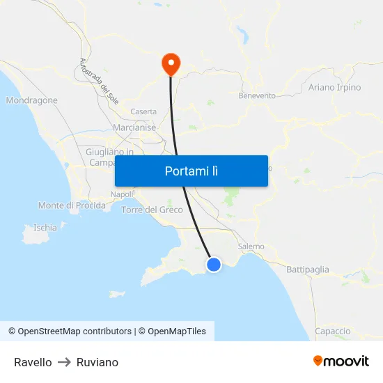 Ravello to Ruviano map