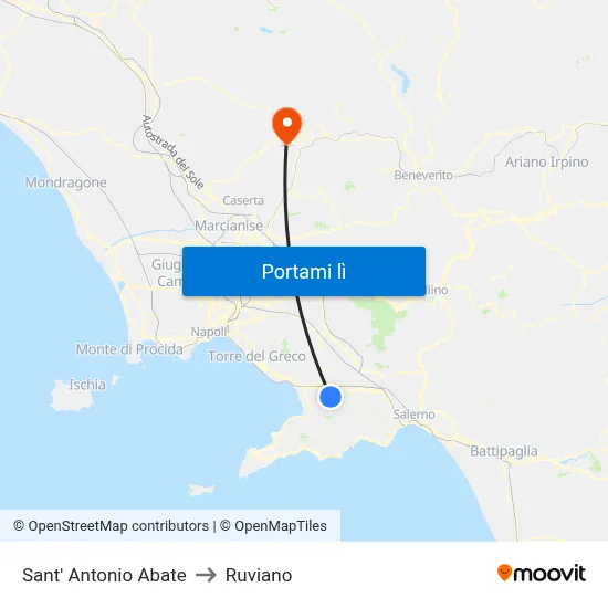 Sant' Antonio Abate to Ruviano map