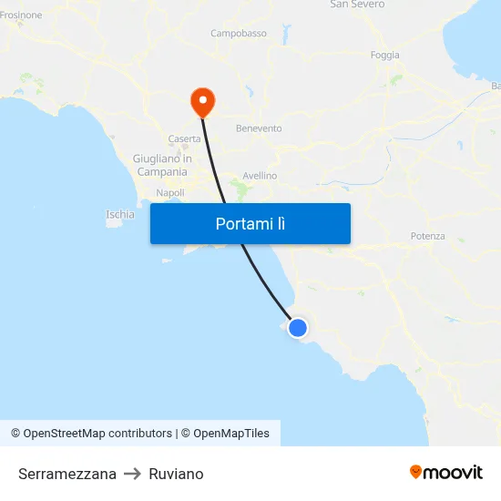 Serramezzana to Ruviano map