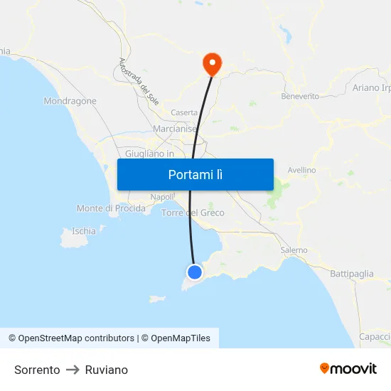 Sorrento to Ruviano map