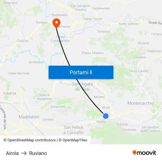 Airola to Ruviano map