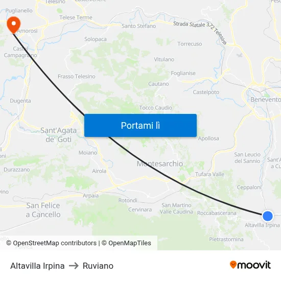 Altavilla Irpina to Ruviano map