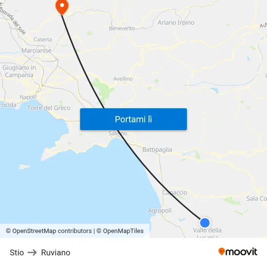 Stio to Ruviano map