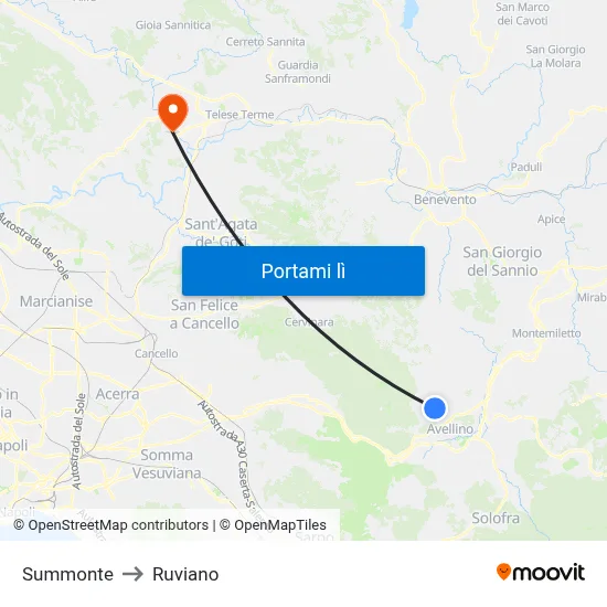 Summonte to Ruviano map
