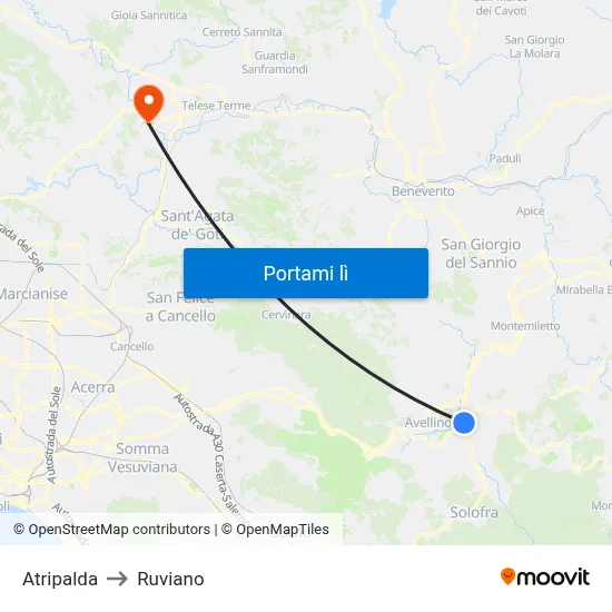 Atripalda to Ruviano map