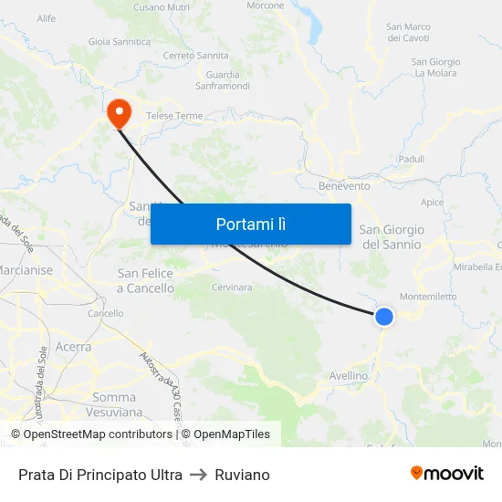 Prata Di Principato Ultra to Ruviano map