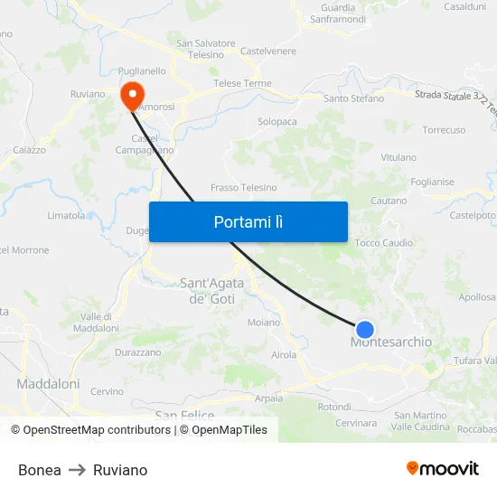 Bonea to Ruviano map