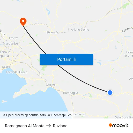 Romagnano Al Monte to Ruviano map