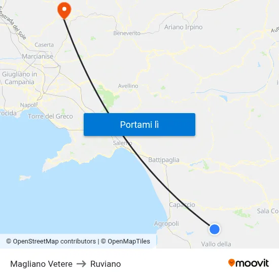 Magliano Vetere to Ruviano map