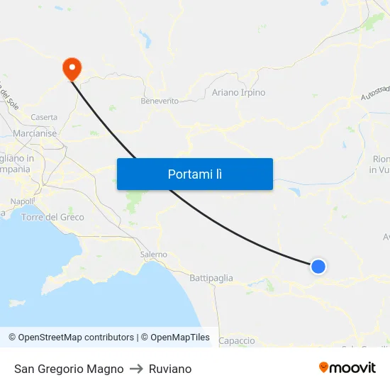 San Gregorio Magno to Ruviano map