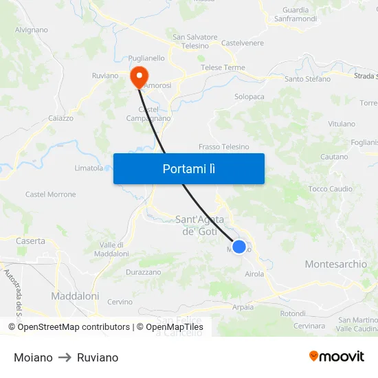 Moiano to Ruviano map