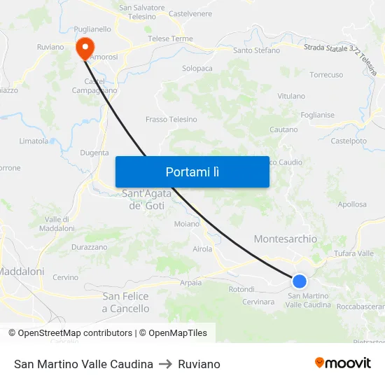 San Martino Valle Caudina to Ruviano map