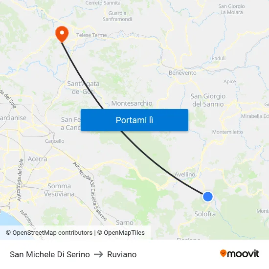 San Michele Di Serino to Ruviano map
