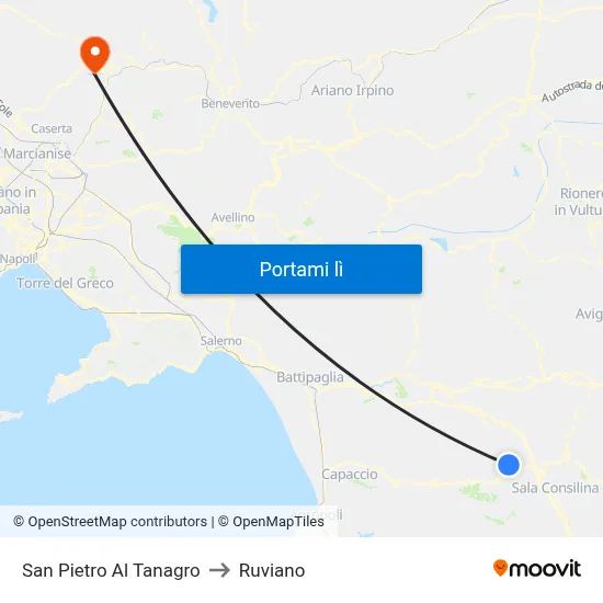 San Pietro Al Tanagro to Ruviano map