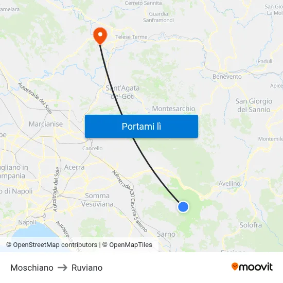 Moschiano to Ruviano map