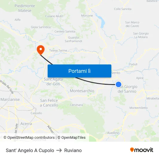 Sant' Angelo A Cupolo to Ruviano map