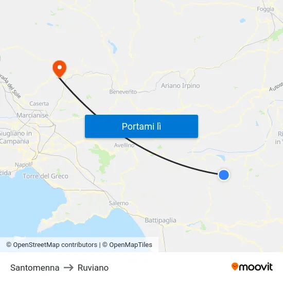 Santomenna to Ruviano map