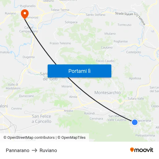 Pannarano to Ruviano map