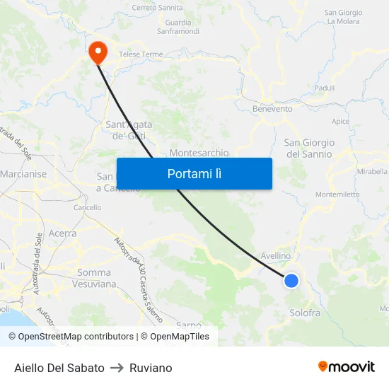 Aiello Del Sabato to Ruviano map