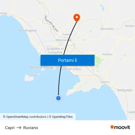 Capri to Ruviano map
