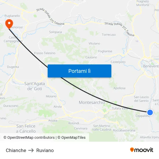 Chianche to Ruviano map