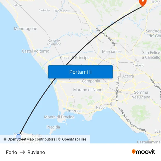 Forio to Ruviano map