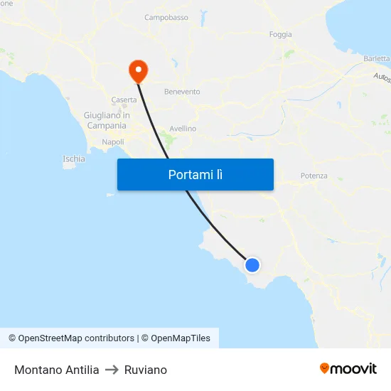 Montano Antilia to Ruviano map