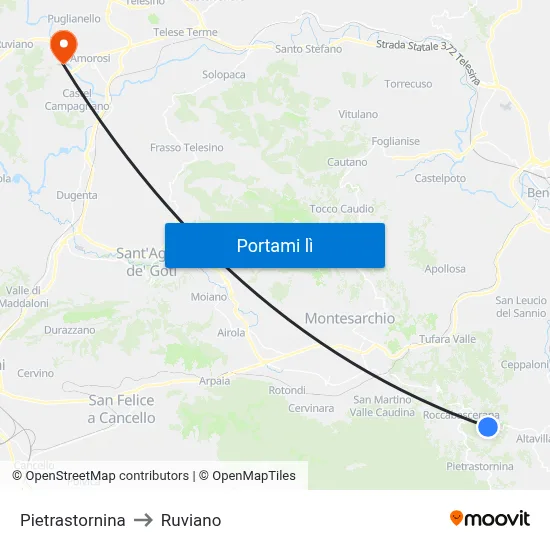 Pietrastornina to Ruviano map