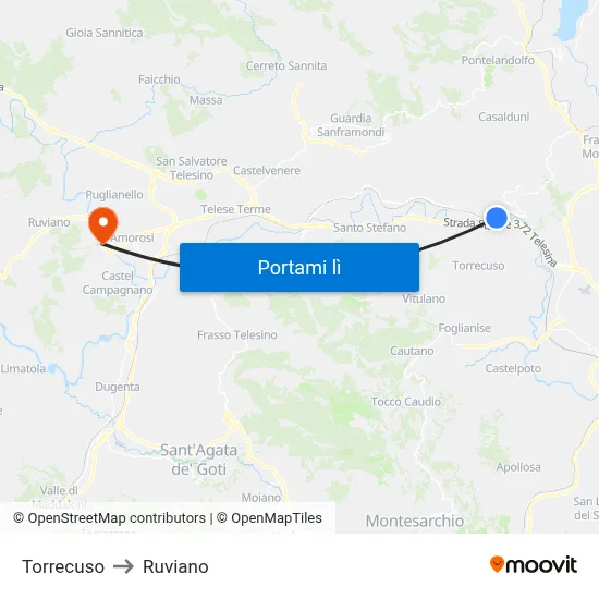Torrecuso to Ruviano map