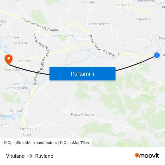 Vitulano to Ruviano map