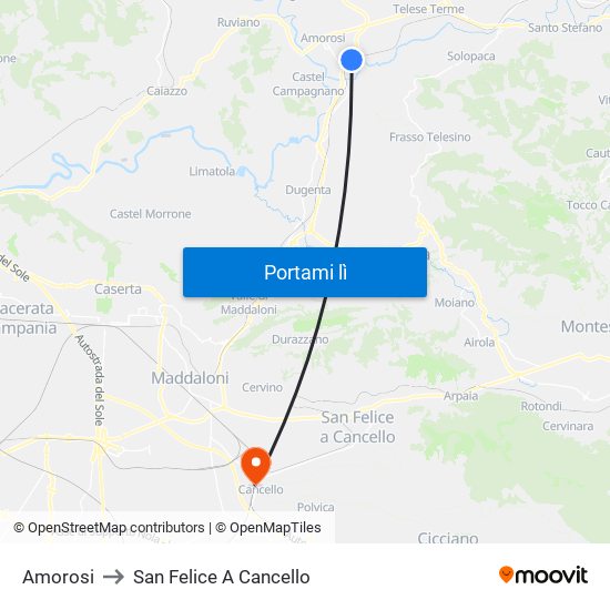 Amorosi to San Felice A Cancello map