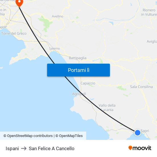 Ispani to San Felice A Cancello map
