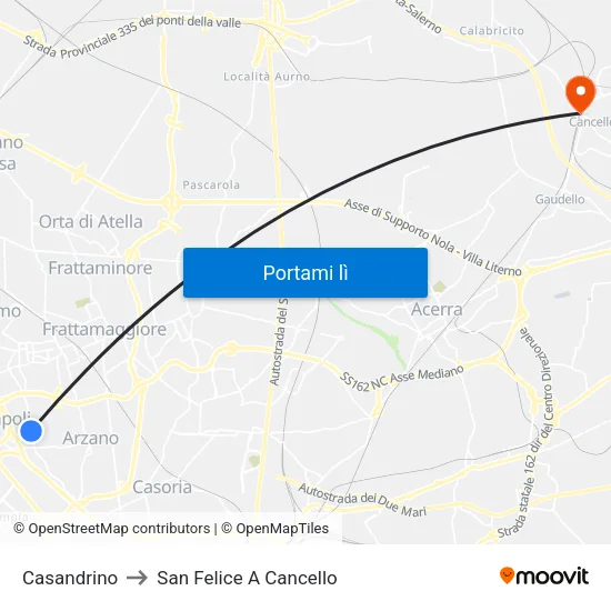 Casandrino to San Felice A Cancello map