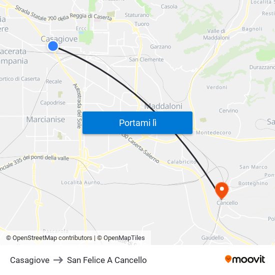 Casagiove to San Felice A Cancello map